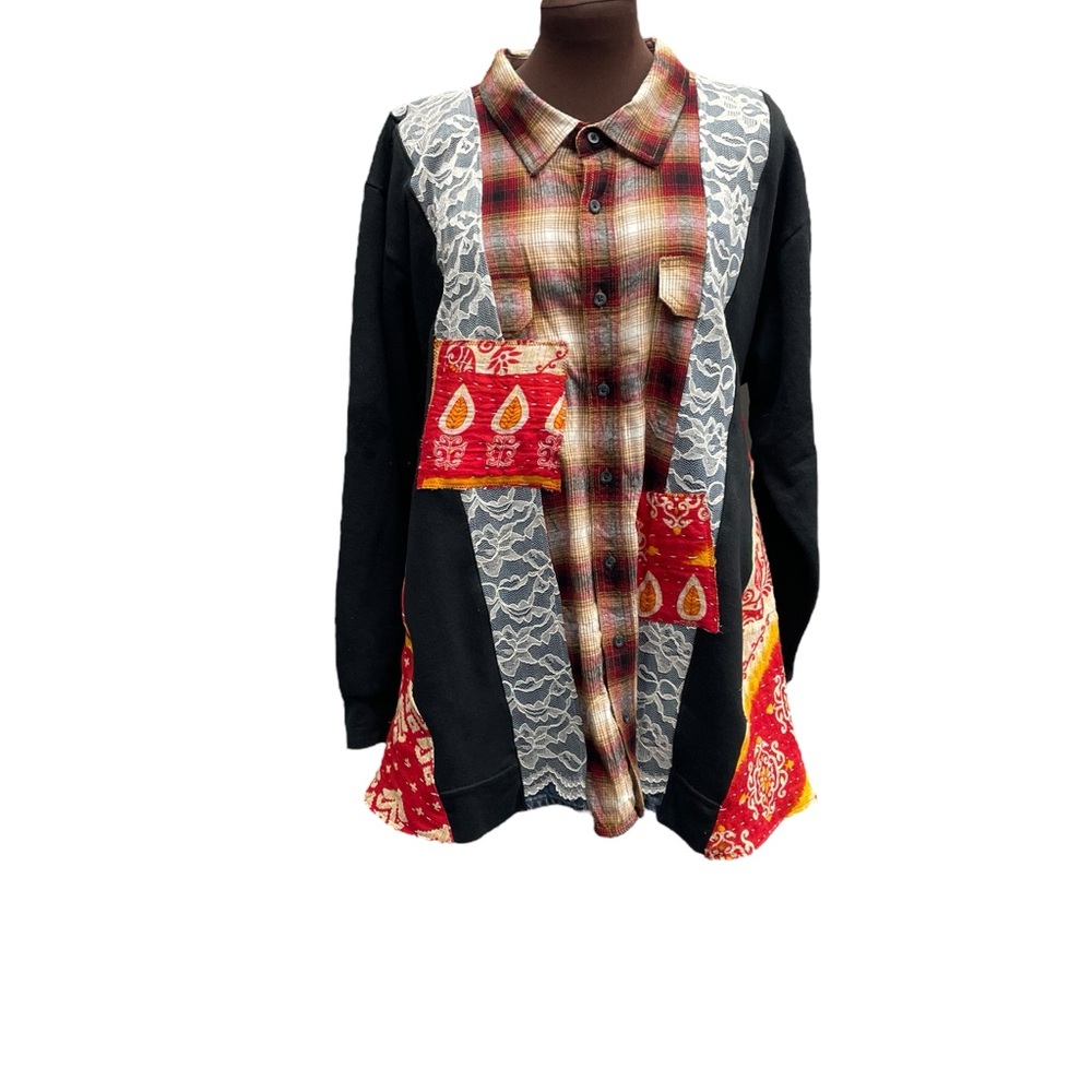 Ladies Upcycled Grunge Hippie Bohemian Duster / Top